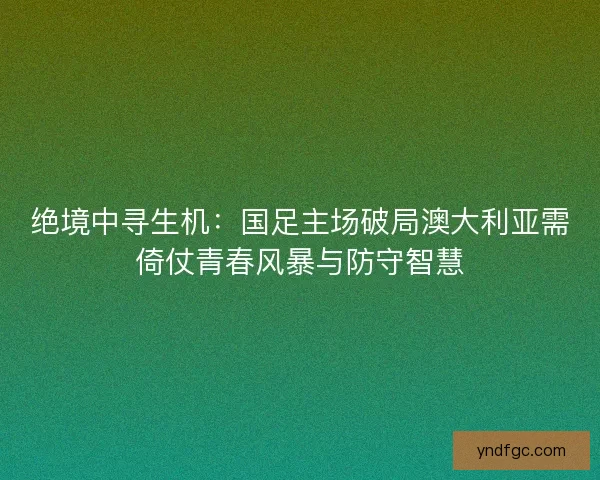 绝境中寻生机：国足主场破局澳大利亚需倚仗青春风暴与防守智慧